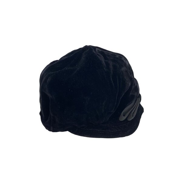 Vintage 60s Velvet Mod Go Go Cap Bow Detail Black 8160 British - Picture 4 of 9